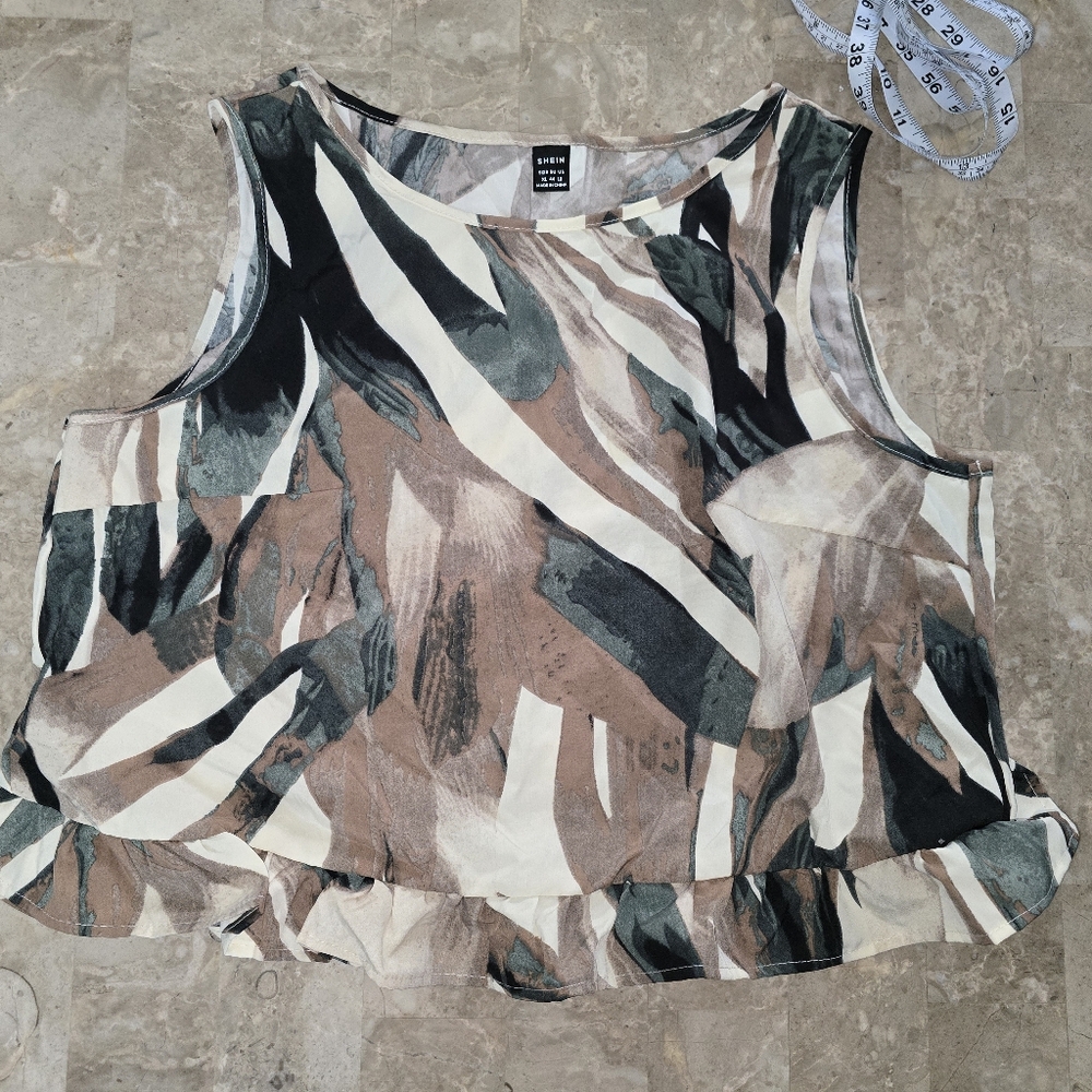 Abstract Print Sleeveless Top
